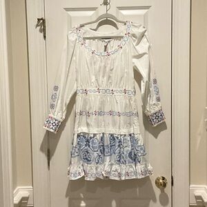 HUNTER BELL White and Blue Dress